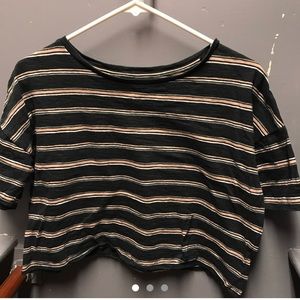oversized american eagle stripe crop top